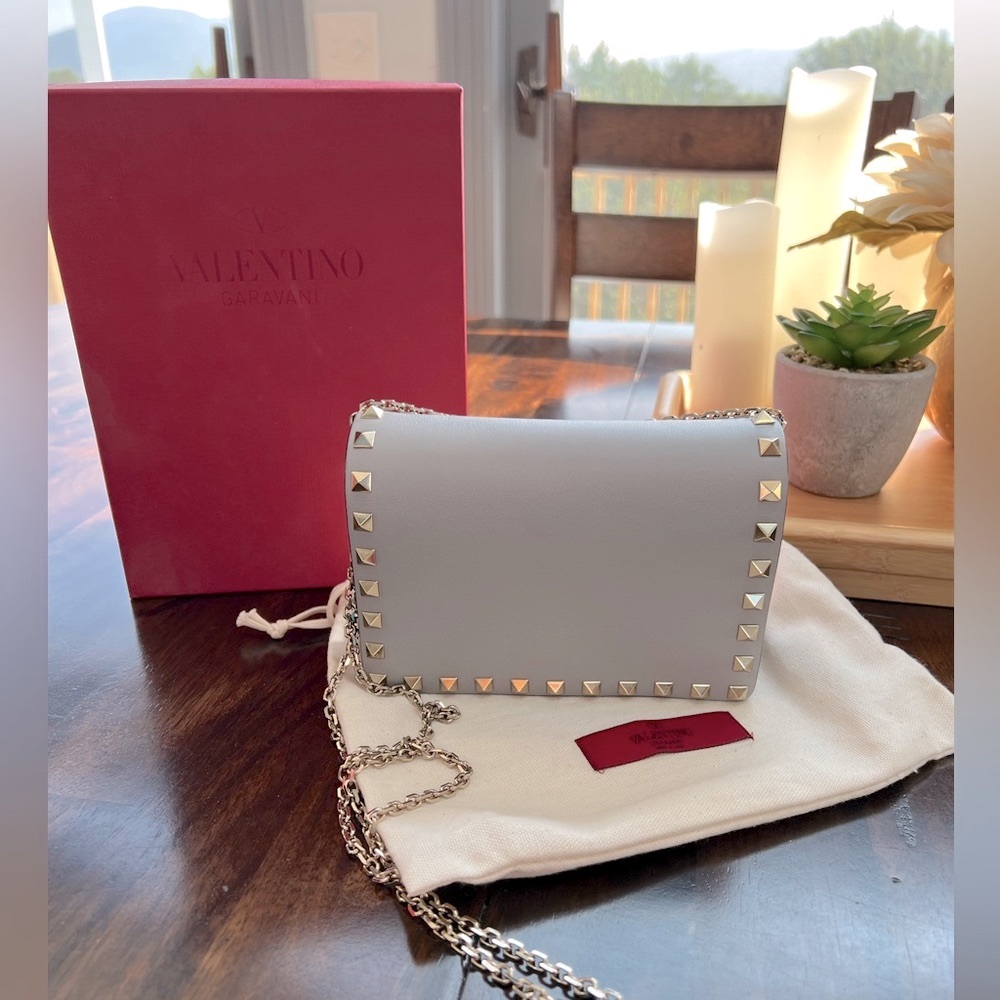Valentino calfskin mini rockstud chain pouch crossbody